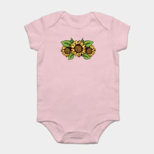 Cute Beautiful Yellow Sunflower Floral Artwork Baby Bodysuit